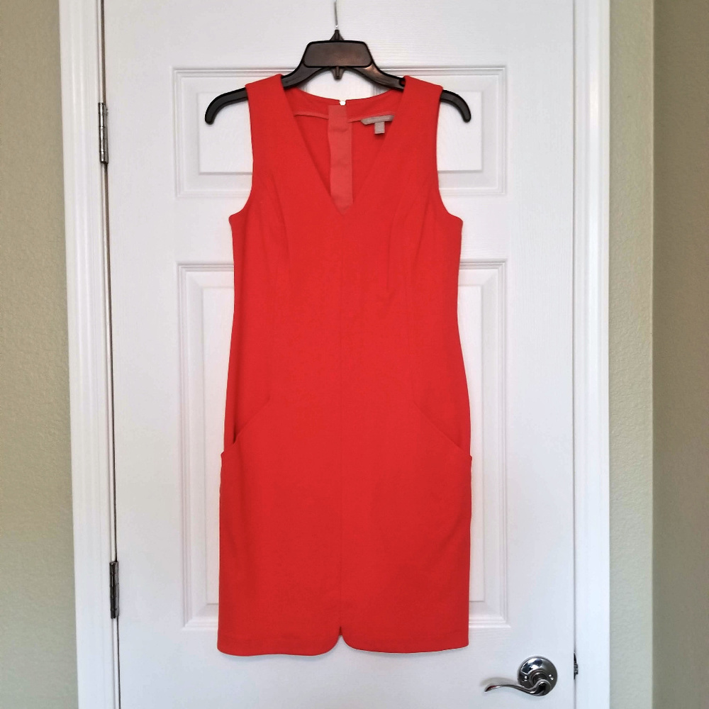 Red Short-Sleeve V-Neck Banana Republic Dress